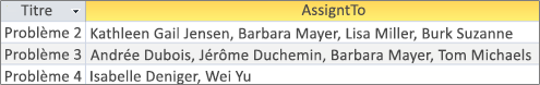 Résultats du champ à plusieurs valeurs à l’aide de <Nom du>champ