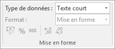 Partie d’un écran montrant un champ de type de données
