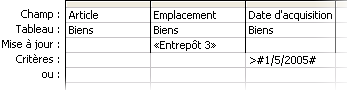 Requête Mise à jour avec un seul critère de mise à jour