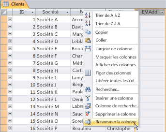 Renommer une colonne