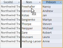 Déplacement de la colonne Prénom vers la position la plus à gauche