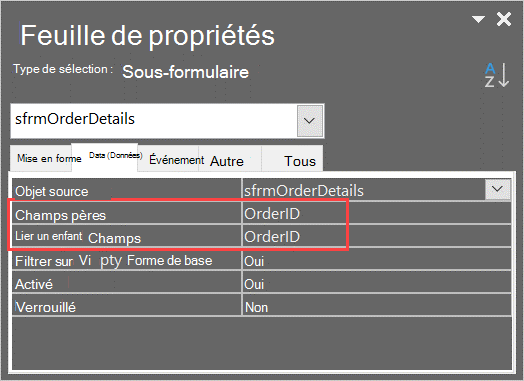Propriétés maître enfant