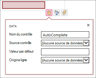 Zone de propriété pour un nouveau contrôle de zone de saisie semi-automatique