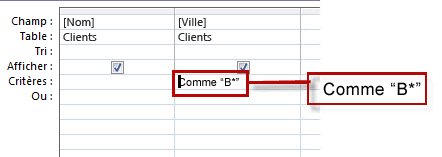 Critère de requête Comme