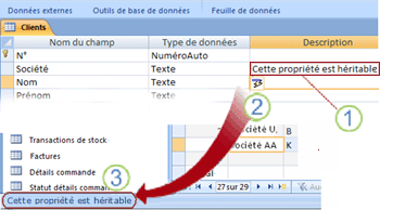 Paramètre de la propriété Description propagée affiché dans la barre d’état