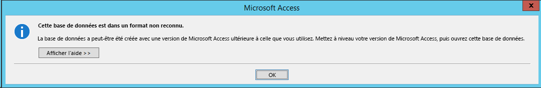 Erreur de format non reconnue