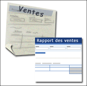 Formulaire complété chevauchant un croquis préliminaire