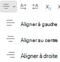 Menu Aligner dans Outlook sur le web.