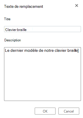 Boîte de dialogue Texte de remplacement dans Visio pour le web
