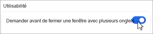 Demander avant de fermer la fenêtre avec plusieurs onglets capture d’écran.