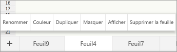Onglet de feuille sélectionné affichant la commande Renommer