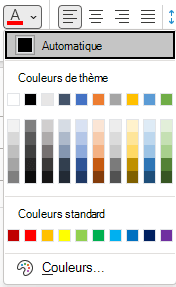 Menu couleur de police dans Outlook.