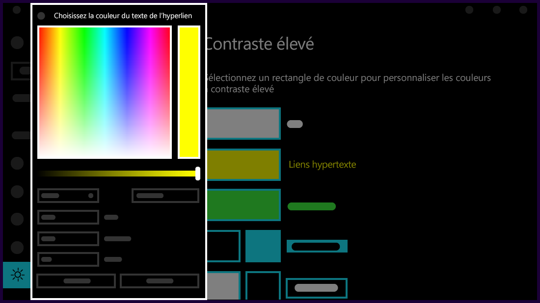 Personnalisez les couleurs de votre thème à contraste élevé.