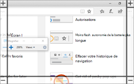 Les bordures de la loupe avec la bordure supérieure invisible qui signifie qu’une page web a fait défiler jusqu’en haut de la page.
