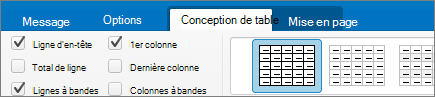Zone Case activée ligne d’en-tête dans Outlook pour Mac.