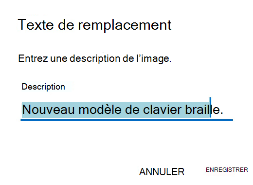 Boîte de dialogue texte de remplacement Outlook pour Android.
