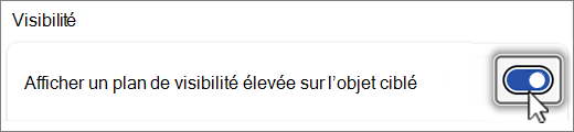 Afficher la capture d’écran du bouton Plan de visibilité.