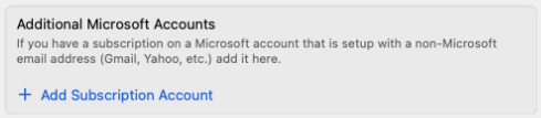 Sélectionnez l’option Ajouter un compte d’abonnement sous Comptes Microsoft supplémentaires