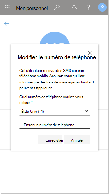 Modifier le numéro de téléphone d'un membre du personnel dans Mon personnel