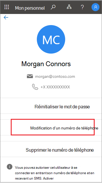 Sélectionner Modifier à partir du profil utilisateur dans Mon personnel