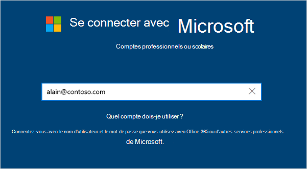Écran de connexion avec adresse e-mail