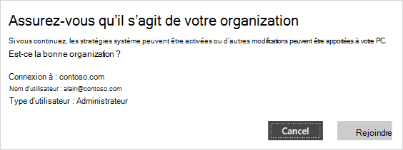 Vérifiez qu’il s’agit de votre écran de vérification organization