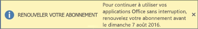 Affiche la bannière Renouveler votre abonnement et le bouton Acheter