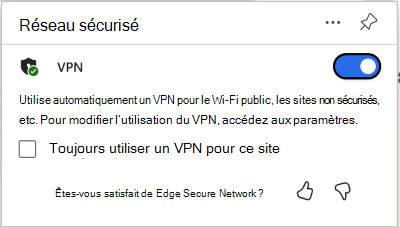 Capture d’écran du bouton bascule VPN