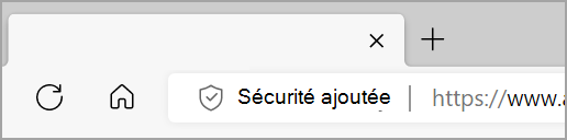 Ajout d’affichages de sécurité à gauche de la barre d’adresses Microsoft Edge lorsque la sécurité renforcée est activée pour un site web.
