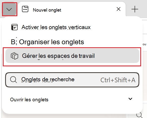 Capture d’écran de La gestion des espaces de travail.