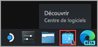 Localiser l’icône Découvrir le Centre de logiciels dans la barre des tâches du bureau Steam.