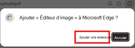 Capture d’écran montrant l’ajout d’une extension.