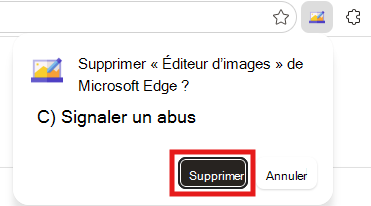Capture d’écran de la confirmation de la suppression.