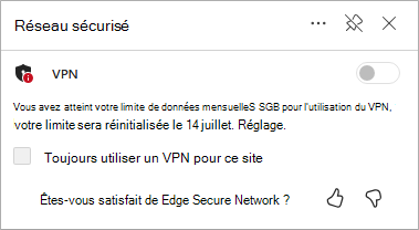 Capture d’écran de l’actualisation de la limite de données réseau sécurisées Edge
