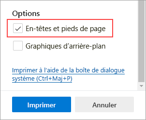 Sélectionner les en-têtes et les pieds de page