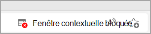 Icône de fenêtre contextuelle bloquée dans la barre d’adresses Microsoft Edge.