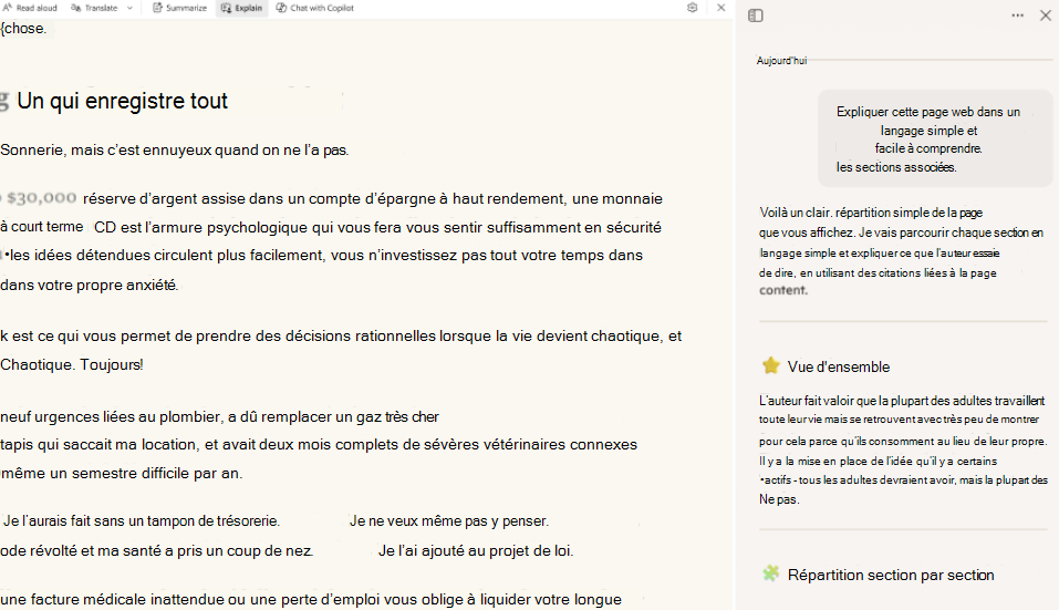 Capture d’écran de readingmode-copilot.