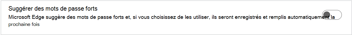 Capture d’écran de Suggérer des mots de passe forts.