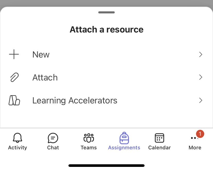 Screenshot of new assignment.