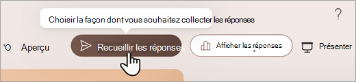 Capture d’écran montrant où vous pouvez définir la façon dont vous souhaitez collecter les réponses dans Microsoft Forms.