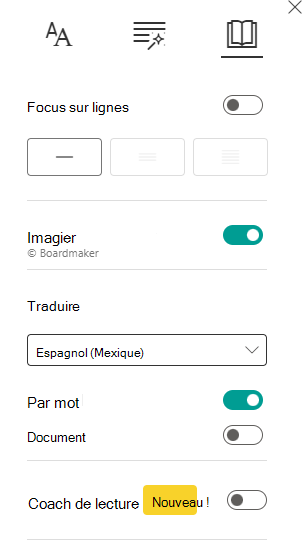 Capture d’écran des préférences de lecture.
