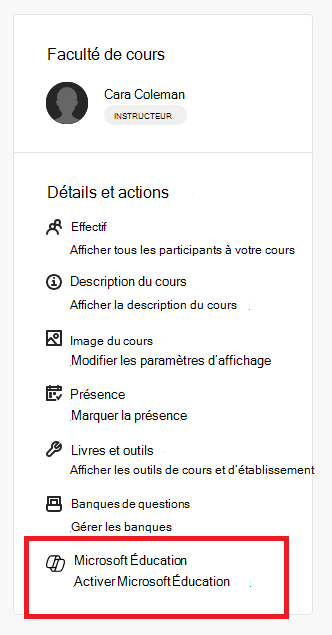 Livres et outils activent un élément Microsoft Éducation