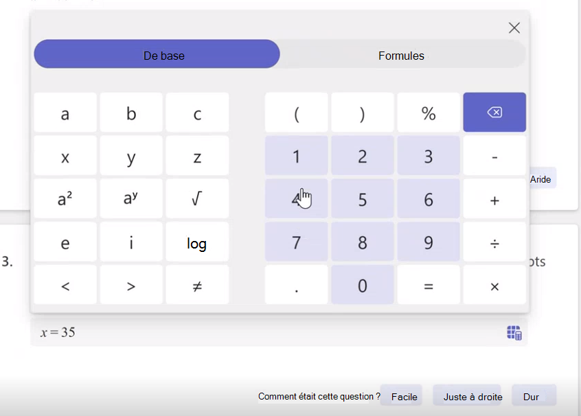 Capture d’écran de la calculatrice.