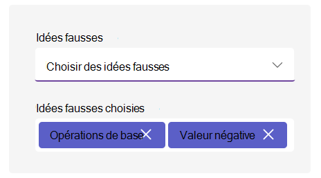 Capture d’écran des options d’idées fausses.