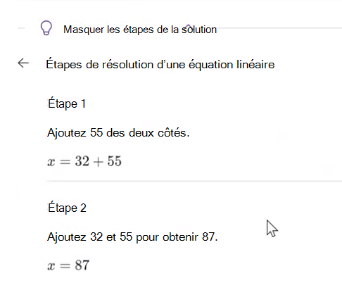 Étapes de la solution