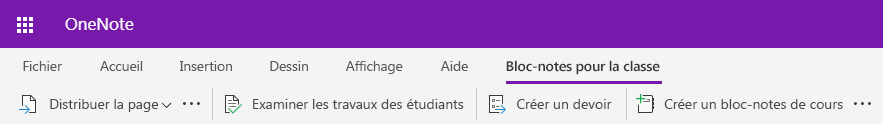Capture d’écran de l’onglet Bloc-notes pour la classe dans OneNote sur le Web