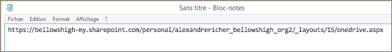 Capture d’écran de l’URL.