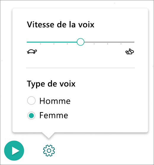 Capture d’écran des paramètres vocaux.