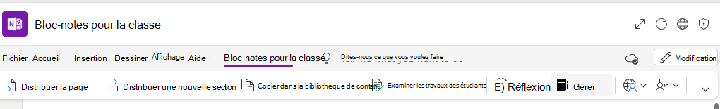 Capture d’écran de la gestion des notebooks.