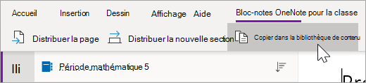 Sélectionnez Copier dans la bibliothèque de contenu.